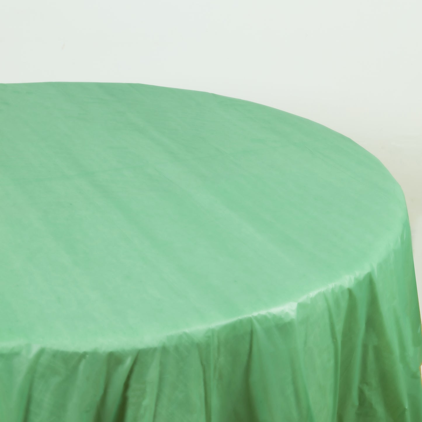 5 Pack Sage Green Round Plastic Table Covers, 84" PVC Waterproof Disposable Tablecloths