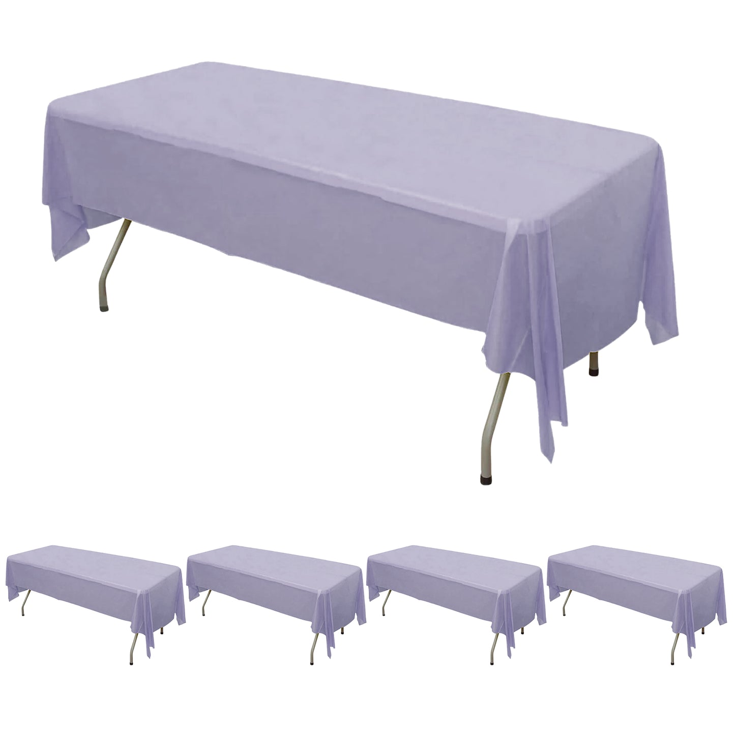 5 Pack Lavender Lilac Rectangle Plastic Table Covers, 54"x108" PVC Waterproof Disposable Tablecloths