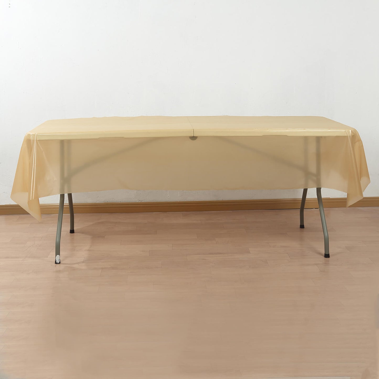 Gold Plastic Tablecloth Roll in A Cut-to-Size Box with Slide Cutter, Cuts Up to 36 Rectangle 8 Feet Disposable Table Covers - 54"x300ft