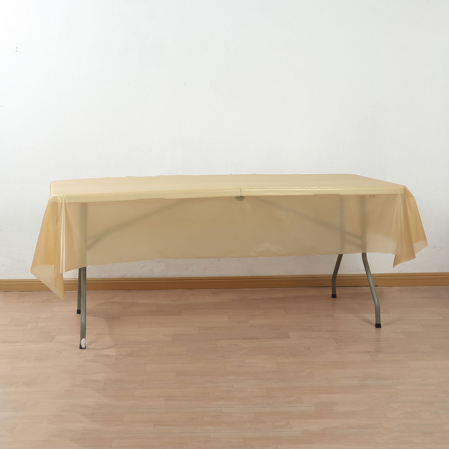 Gold Plastic Tablecloth Roll in A Cut-to-Size Box with Slide Cutter, Cuts Up to 36 Rectangle 8 Feet Disposable Table Covers - 54"x300ft