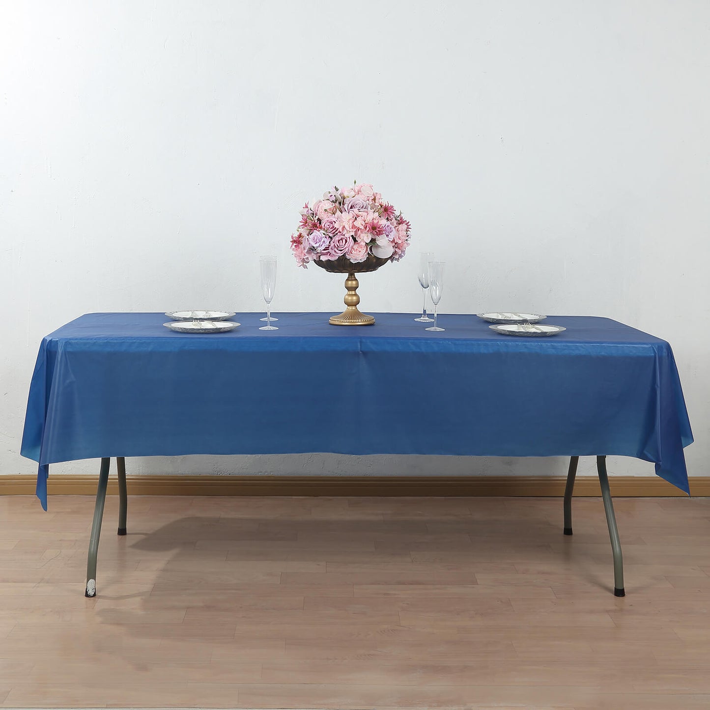 Navy Blue Plastic Tablecloth Roll in A Cut-to-Size Box with Slide Cutter, Cuts Up to 36 Rectangle 8 Feet Disposable Table Covers - 54"x300ft