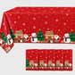 5 Pack 54"x108" Plastic Christmas Tablecloths Rectangular - Red, Santa Claus & Snowman Disposable Pa
