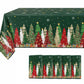 5 Pack 54"x108" Plastic Christmas Tablecloths Rectangular - Green, Christmas Tree, Snowflake & Gift 