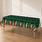 5 Pack 54"x108" Plastic Christmas Tablecloths Rectangular - Green, Christmas Tree, Snowflake & Gift 
