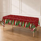 5 Pack 54"x108" Plastic Christmas Tablecloths Rectangular - Red, Christmas Tree, Snowflake & Gift Di