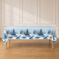 5 Pack 54"x108" Plastic Christmas Tablecloths Rectangular - Blue, Snowy Winter Village Cabin & Pine 