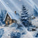 Blue snowy winter village