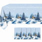 5 Pack 54"x108" Plastic Christmas Tablecloths Rectangular - Blue, Snowy Winter Village Cabin & Pine 