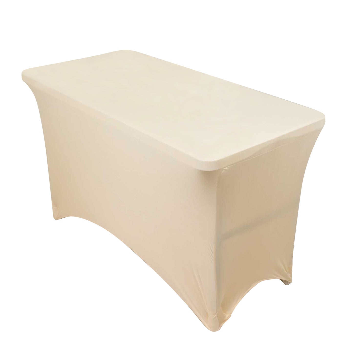 Beige Stretch Spandex Rectangle Tablecloth 4ft Wrinkle Free Fitted Table Cover for 48"x30" Tables