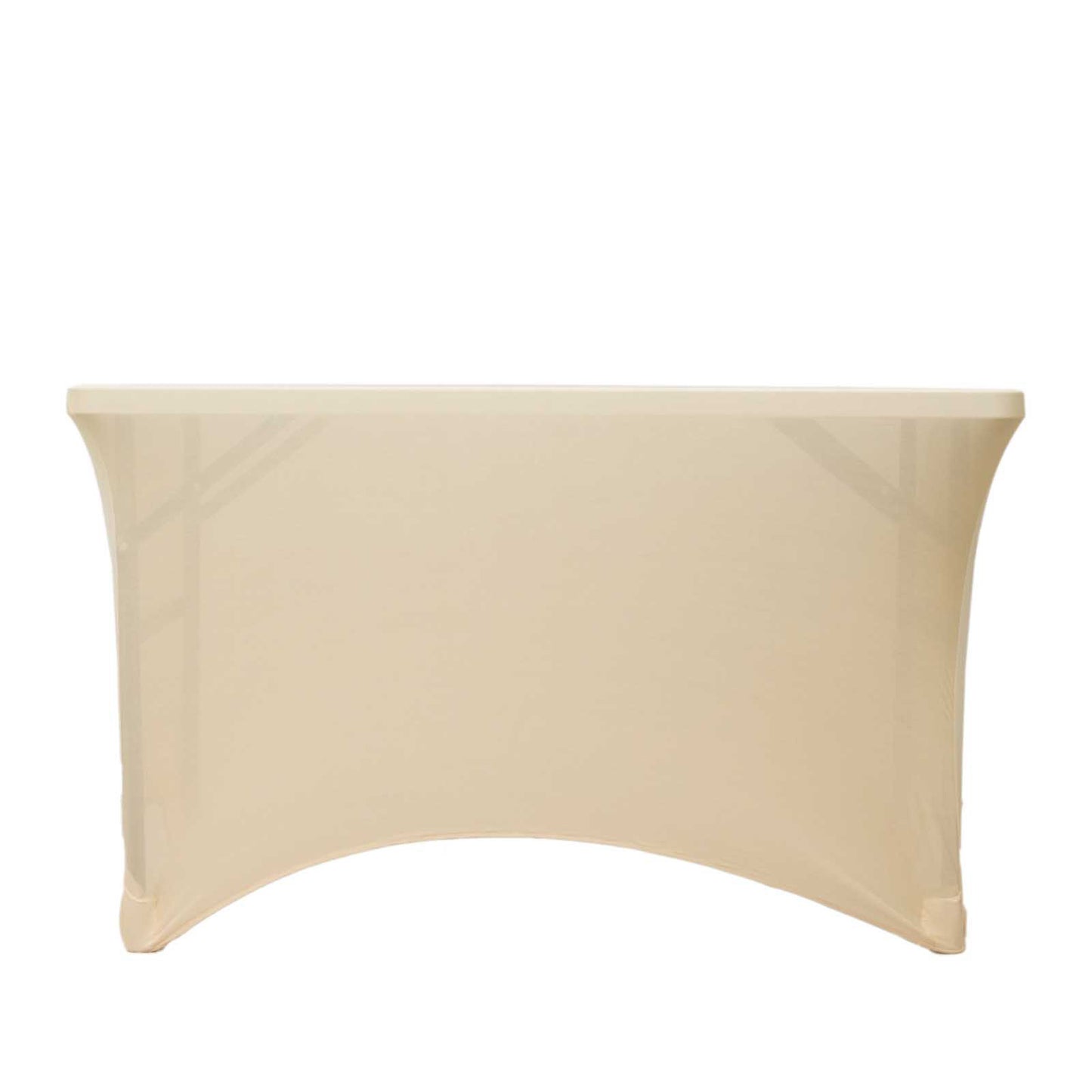 Beige Stretch Spandex Rectangle Tablecloth 4ft Wrinkle Free Fitted Table Cover for 48"x30" Tables