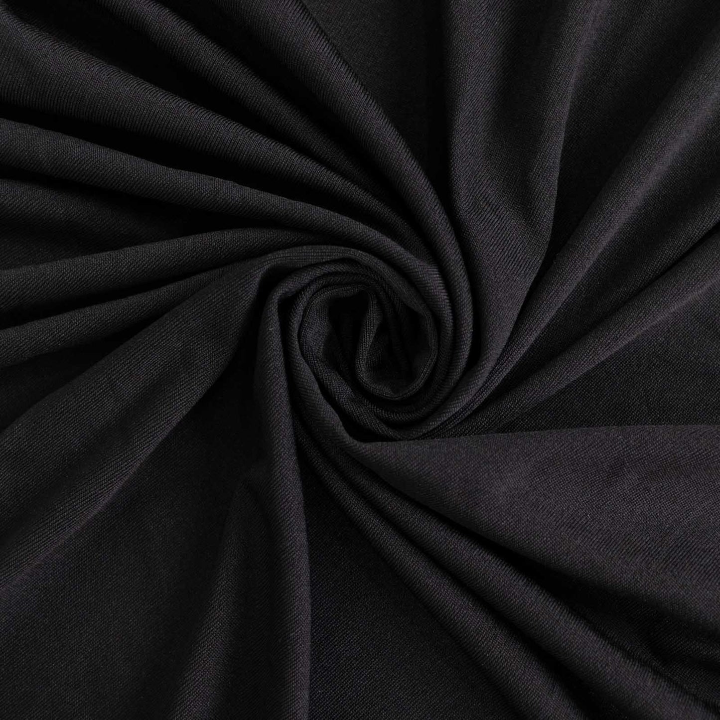 Black stretch spandex tablecloth for 48"x30" tables, wrinkle-free and fitted.
