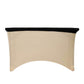 Black fitted tablecloth for 48"x30" tables, wrinkle-free design.
