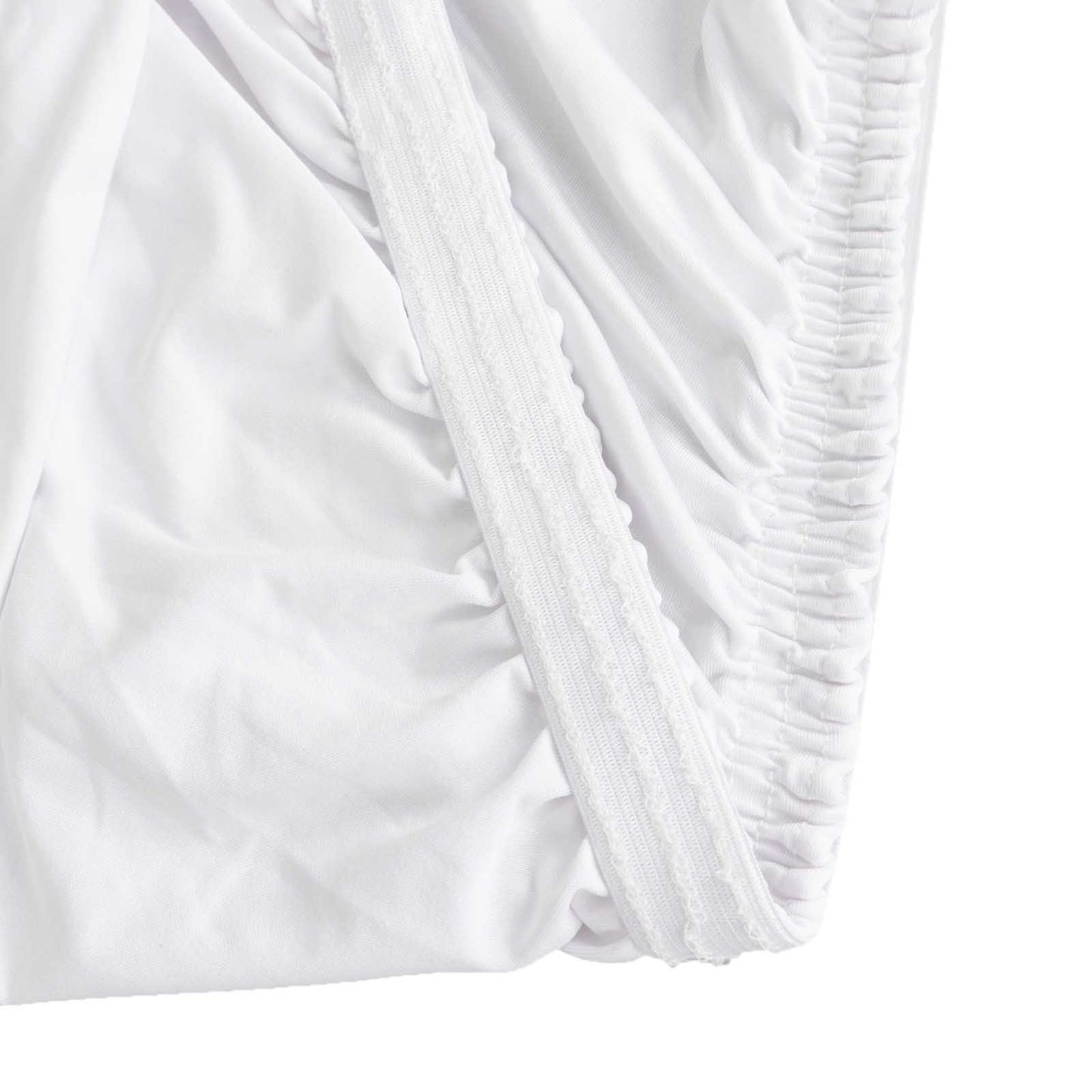 White stretch spandex tablecloth cover for 48"x30" tables.