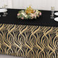 Black Gold Stretch Spandex Rectangle Tablecloth 6ft With Wave Embroidered Sequins, Fitted Table Cover for 72"x30" Tables
