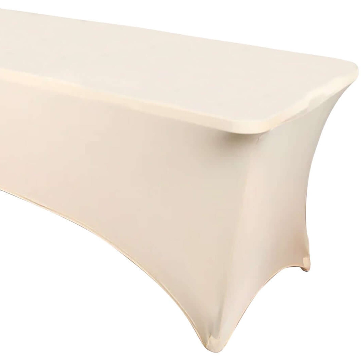 Beige Stretch Spandex Rectangle Tablecloth 6ft Wrinkle Free Fitted Table Cover for 72"x30" Tables