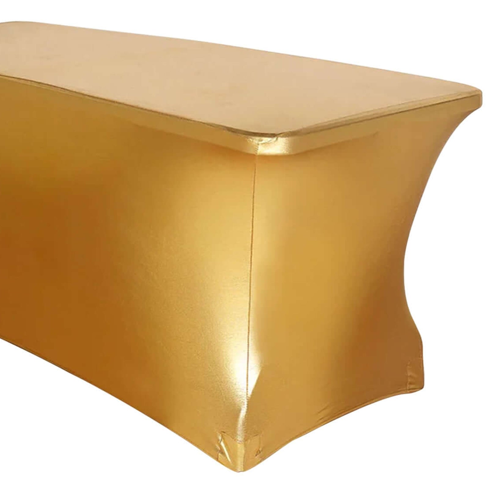 6FT Metallic Gold Rectangular Stretch Spandex Table Cover