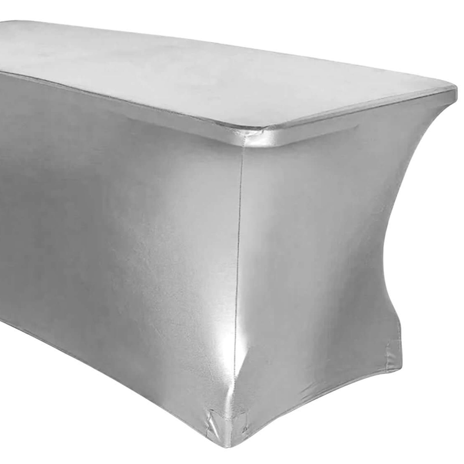 6FT Metallic Silver Rectangular Stretch Spandex Table Cover