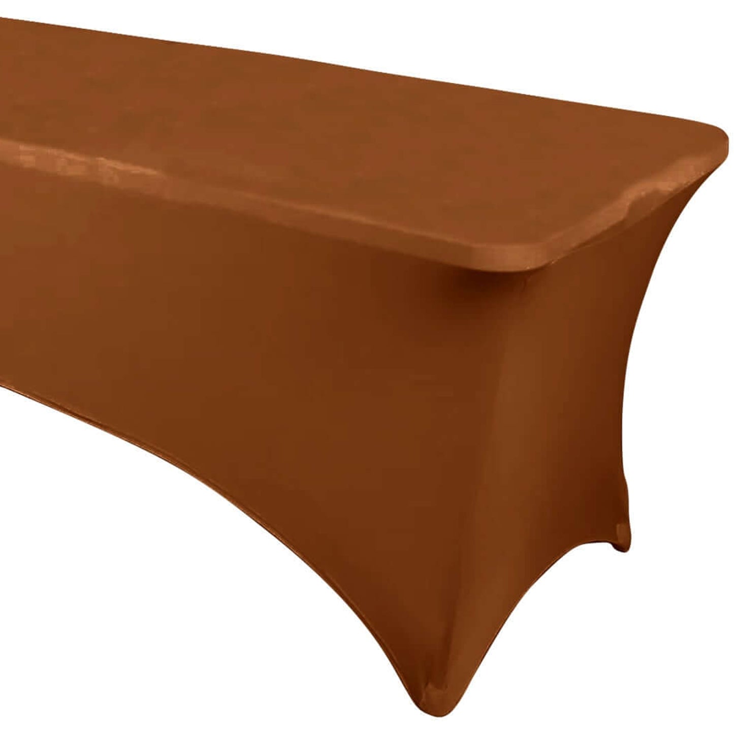 Cinnamon Brown Stretch Spandex Rectangle Tablecloth 6ft Wrinkle Free Fitted Table Cover for 72"x30" Tables