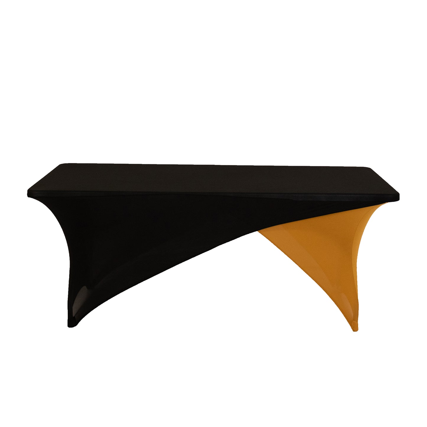 Black Gold Cross Over Stretch Spandex Table Cover 6ft Rectangular Fitted Tablecloth for 72"x30" Tables