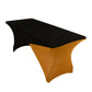Black Gold Cross Over Stretch Spandex Table Cover 6ft Rectangular Fitted Tablecloth for 72"x30" Tables