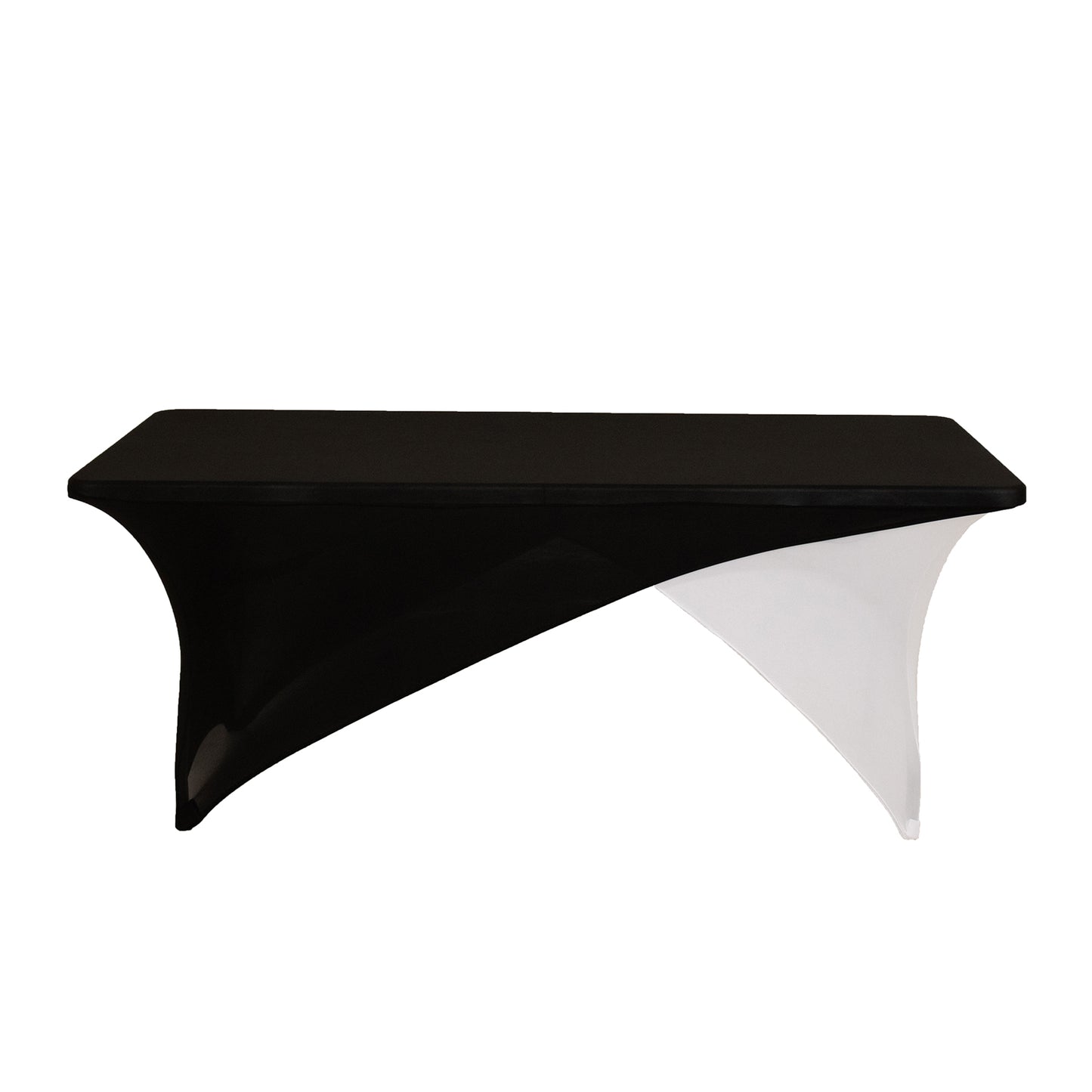 Black White Cross Over Stretch Spandex Table Cover 6ft Rectangular Fitted Tablecloth for 72"x30" Tables