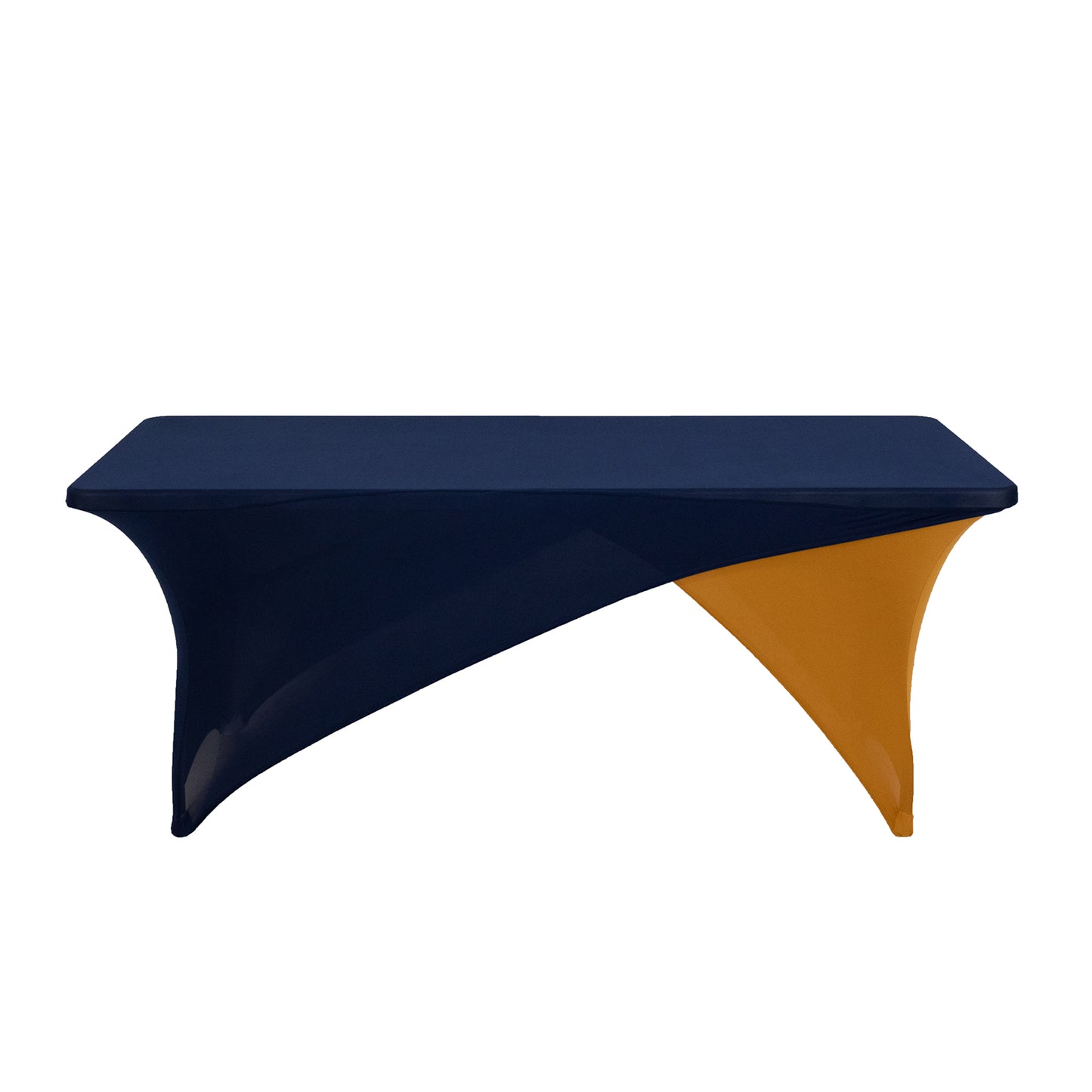 Navy Blue Gold Cross Over Stretch Spandex Table Cover 6ft Rectangular Fitted Tablecloth for 72"x30" Tables