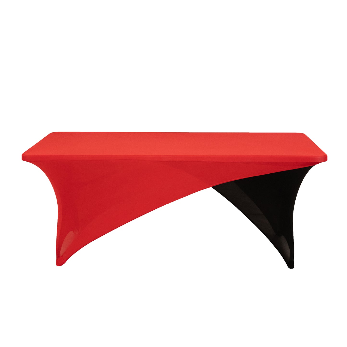 Red Black Cross Over Stretch Spandex Table Cover 6ft Rectangular Fitted Tablecloth for 72"x30" Tables