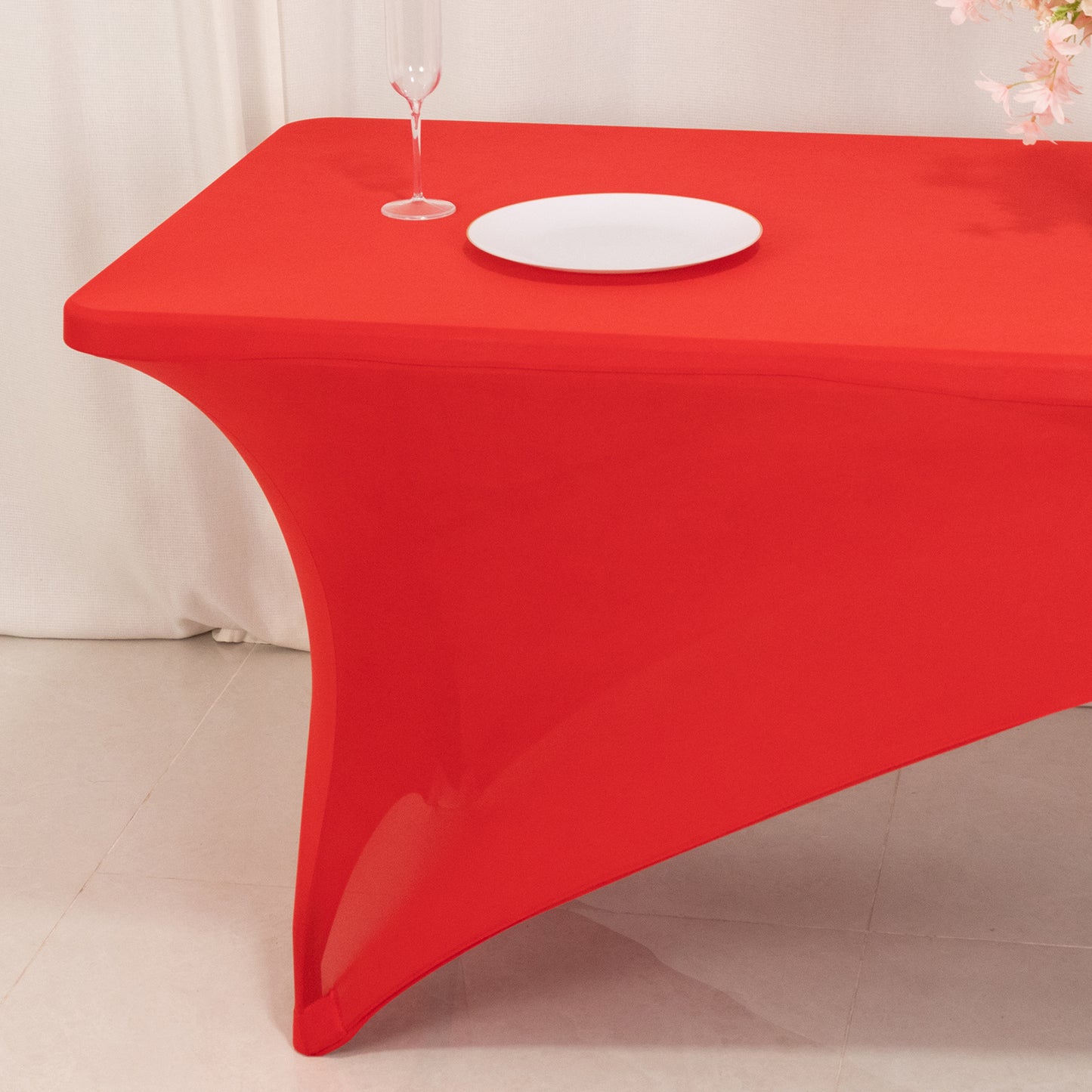 Red Black Cross Over Stretch Spandex Table Cover 6ft Rectangular Fitted Tablecloth for 72"x30" Tables