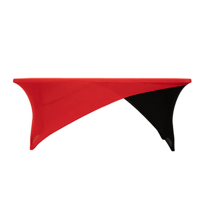 Sophisticated Style with Stretch: Red Black Cross Over Stretch Spandex Table Cover