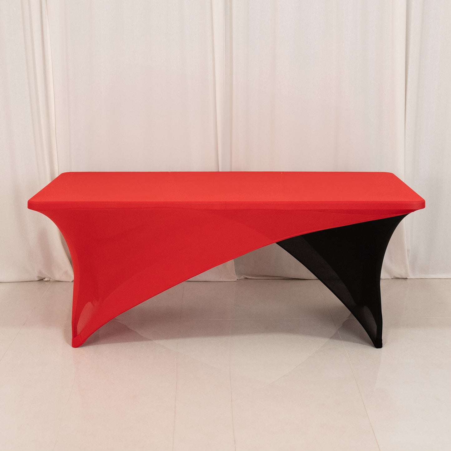 Red Black Cross Over Stretch Spandex Table Cover 6ft Rectangular Fitted Tablecloth for 72"x30" Tables