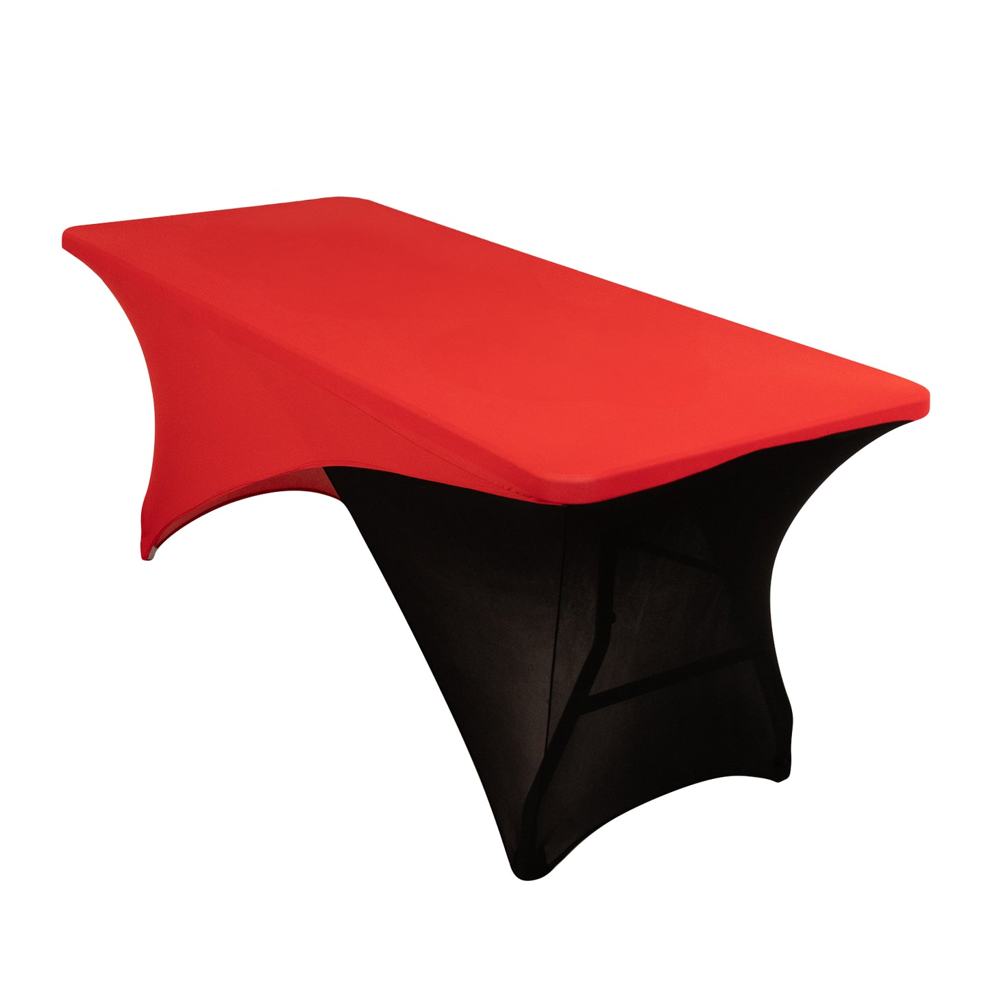 Red Black Cross Over Stretch Spandex Table Cover 6ft Rectangular Fitted Tablecloth for 72"x30" Tables