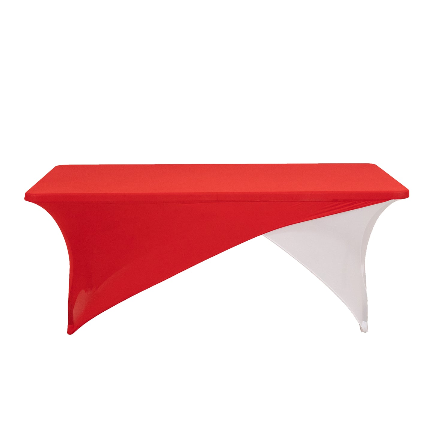 Red White Cross Over Stretch Spandex Table Cover 6ft Rectangular Fitted Tablecloth for 72"x30" Tables