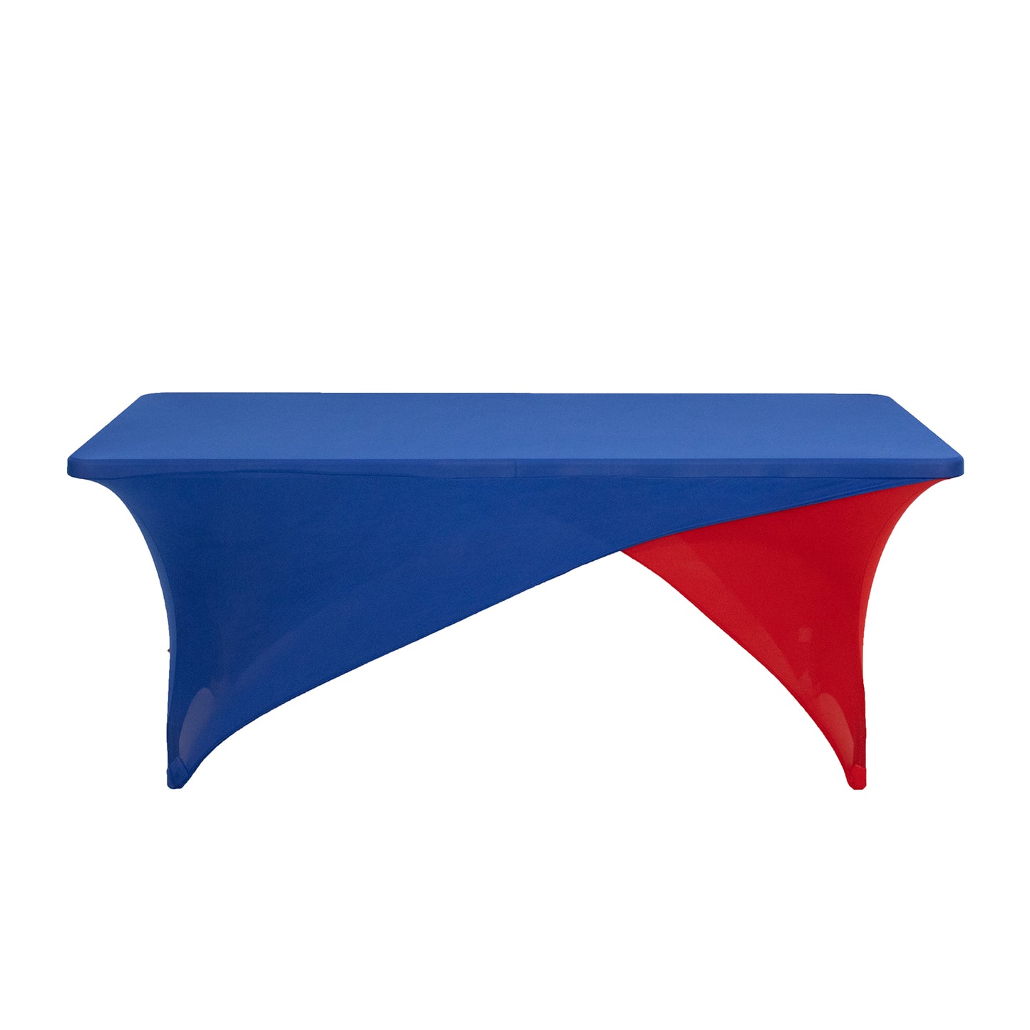 Royal Blue Red Cross Over Stretch Spandex Table Cover 6ft Rectangular Fitted Tablecloth for 72"x30" Tables