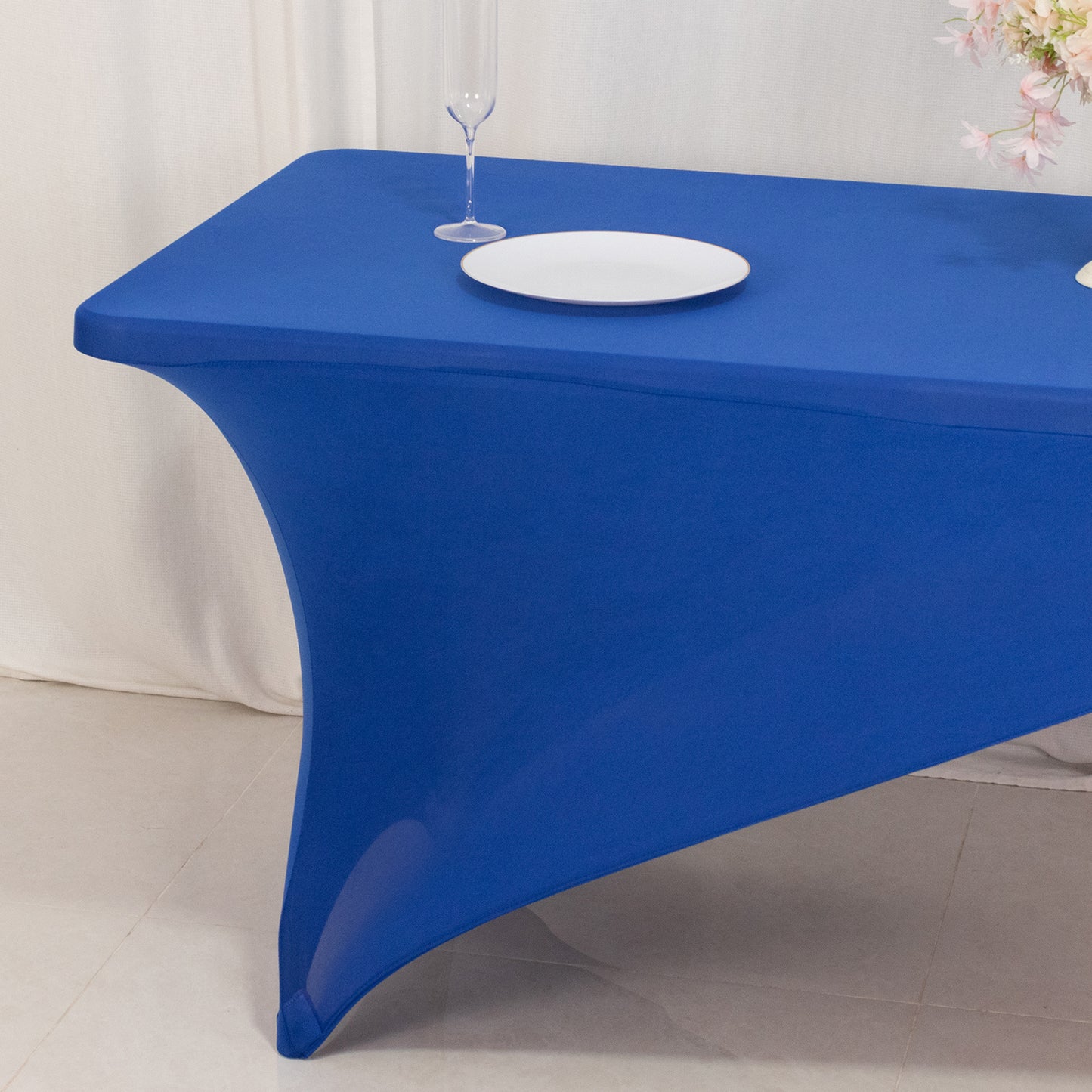 Royal Blue Red Cross Over Stretch Spandex Table Cover 6ft Rectangular Fitted Tablecloth for 72"x30" Tables