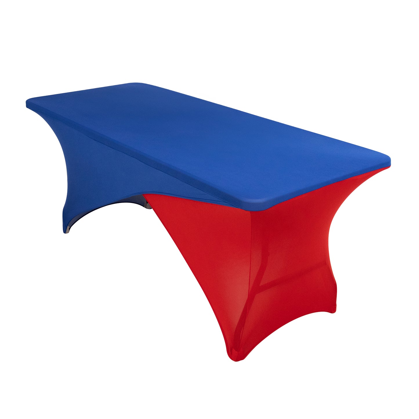 Royal Blue Red Cross Over Stretch Spandex Table Cover 6ft Rectangular Fitted Tablecloth for 72"x30" Tables