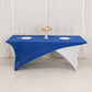 Royal Blue White Cross Over Stretch Spandex Table Cover 6ft Rectangular Fitted Tablecloth for 72"x30" Tables