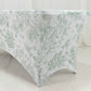 6ft Spandex Fitted Rectangle Tablecloth – White & Dusty Sage Green French Toile Wrinkle-Free Stretch Table Cover