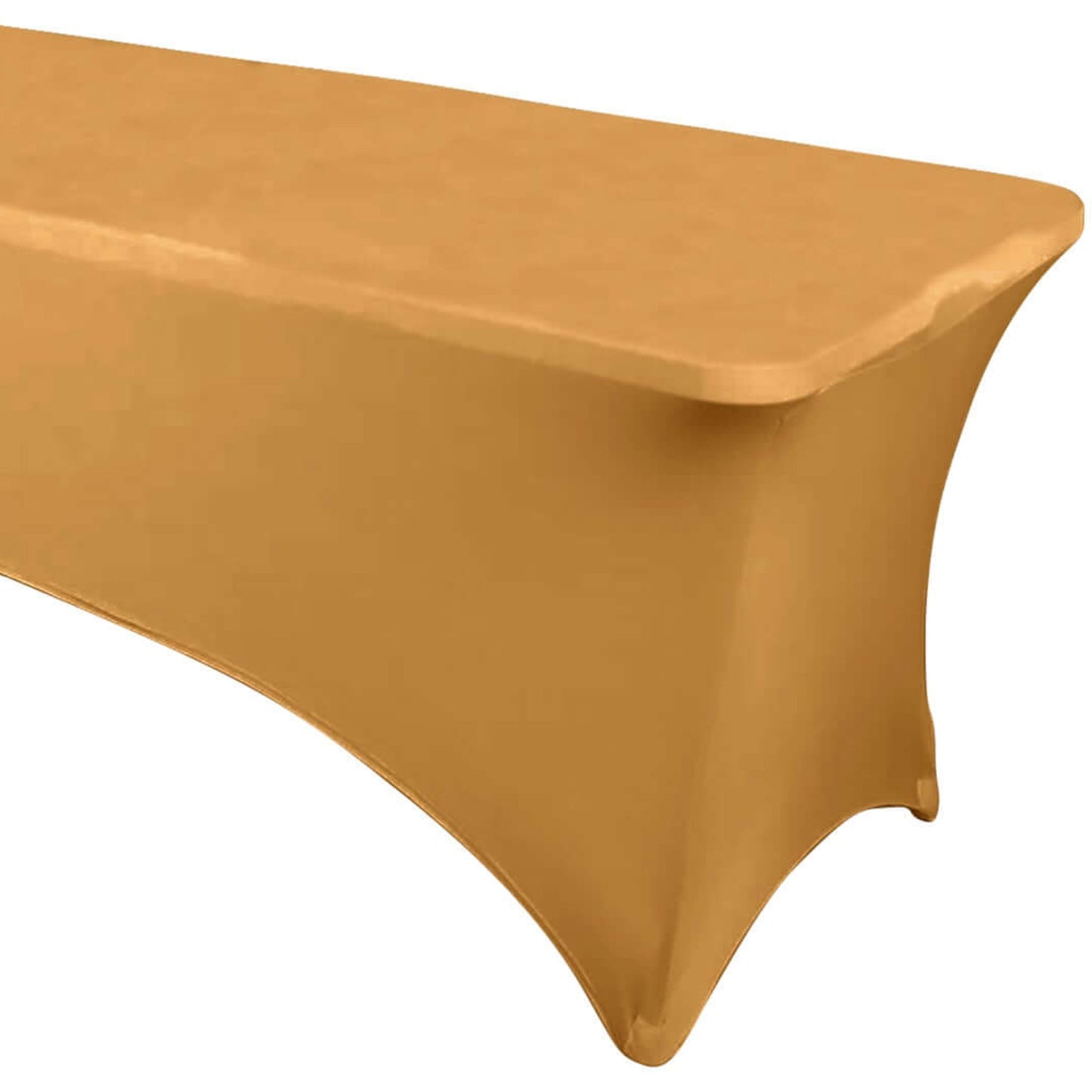 Gold Stretch Spandex Rectangle Tablecloth 6ft Wrinkle Free Fitted Table Cover for 72"x30" Tables