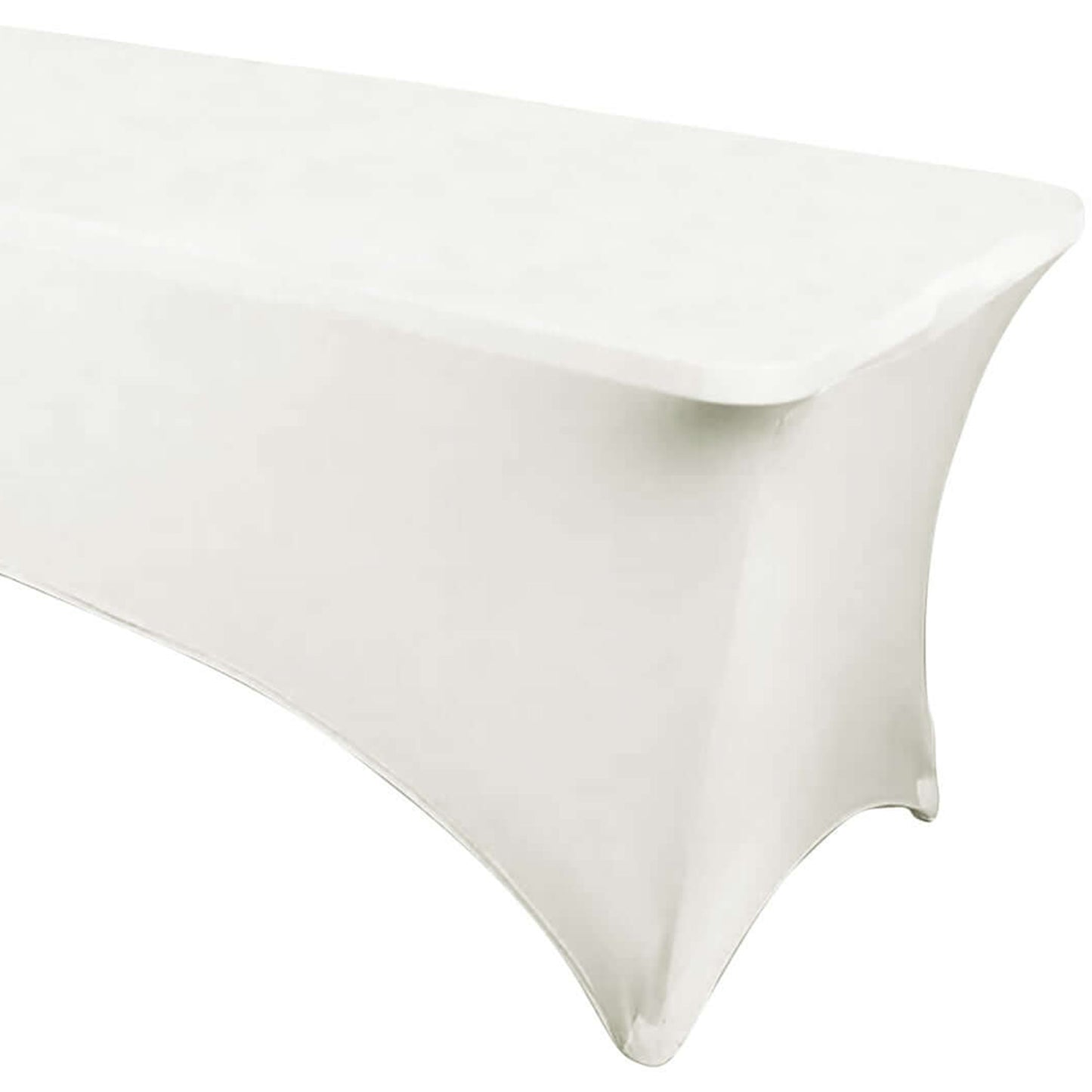 Ivory Stretch Spandex Rectangle Tablecloth 6ft Wrinkle Free Fitted Table Cover for 72"x30" Tables