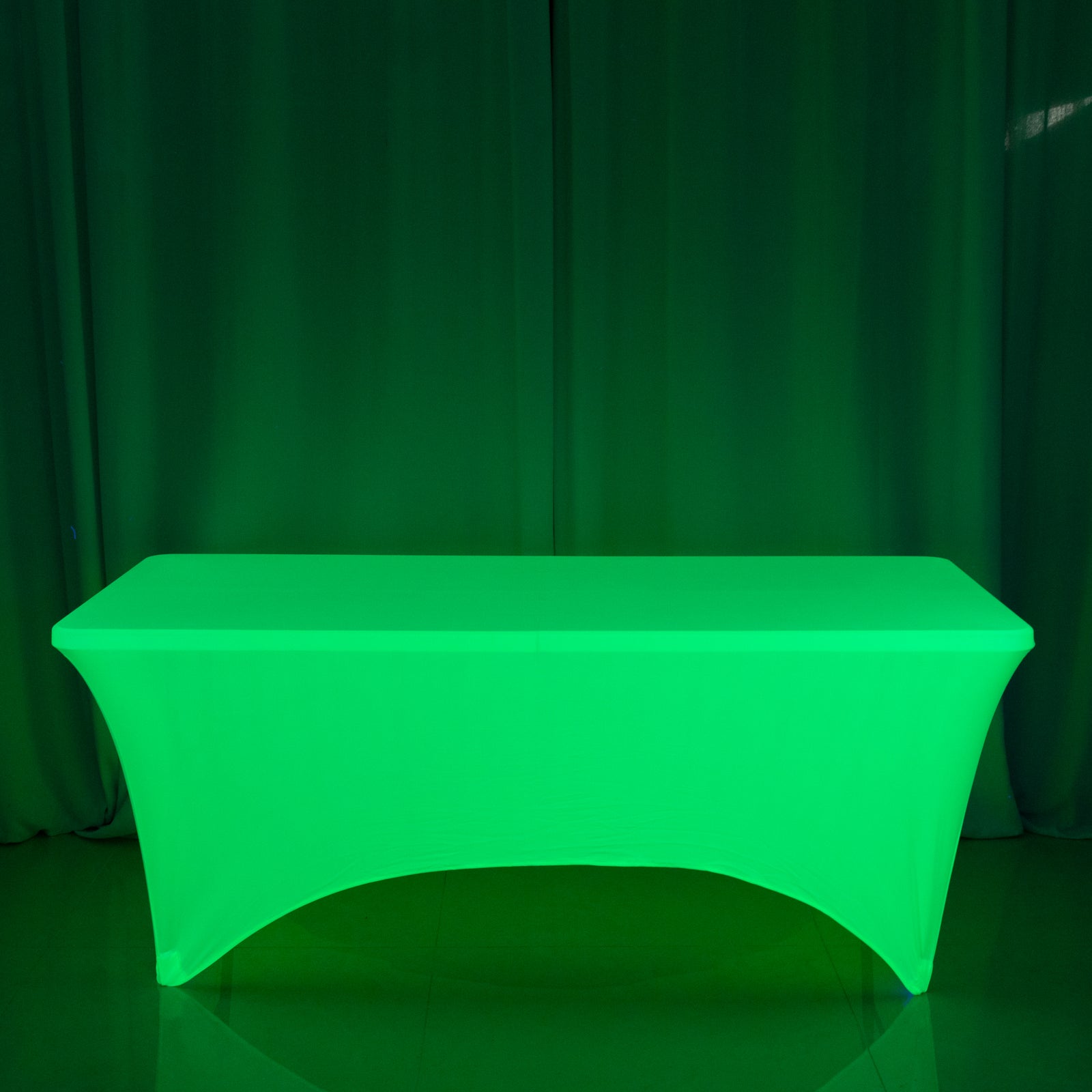 Glow Neon Green Fitted Spandex Tablecloth for 6ft rectangle tables.