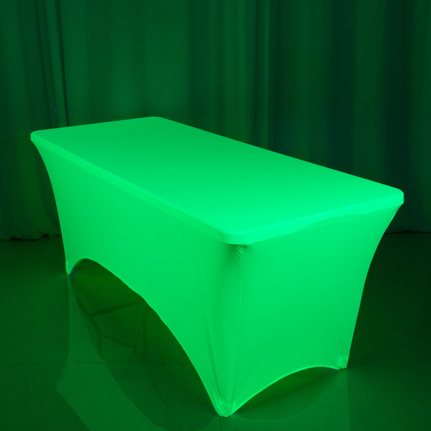 Glow Neon Green Fitted Spandex Tablecloth for 6ft Rectangle Table