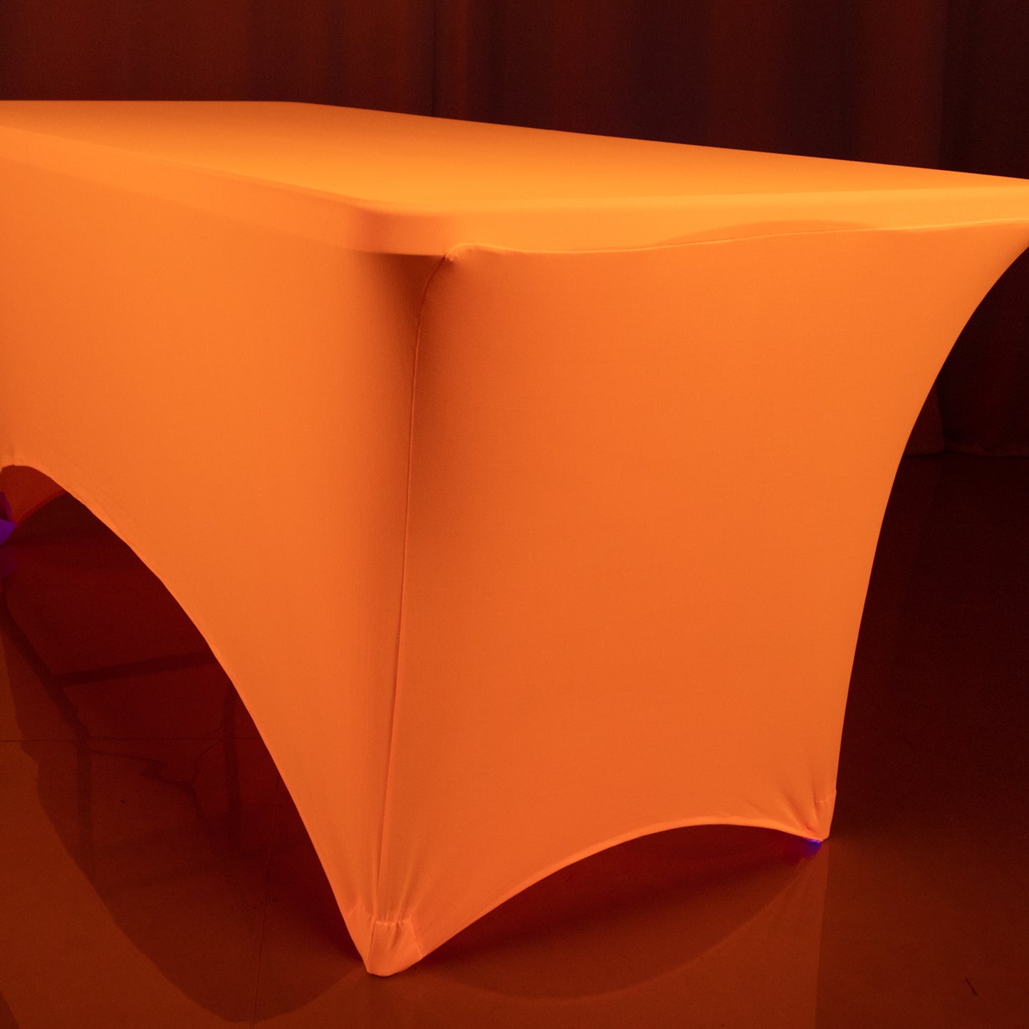 Glow Neon Orange Fitted Spandex Tablecloth for 6ft Rectangle Table