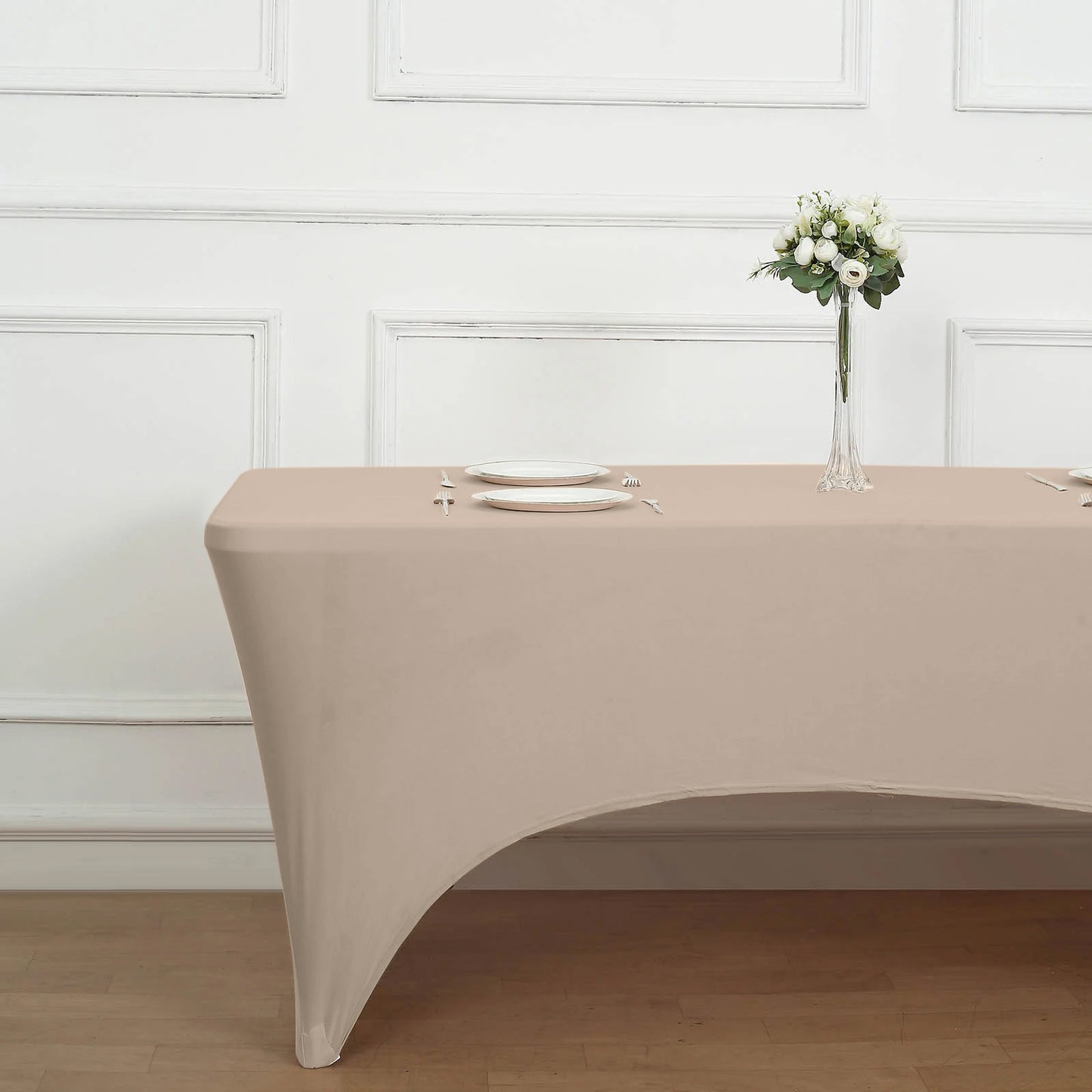 6ft Nude Spandex Stretch Fitted Rectangular Tablecloth