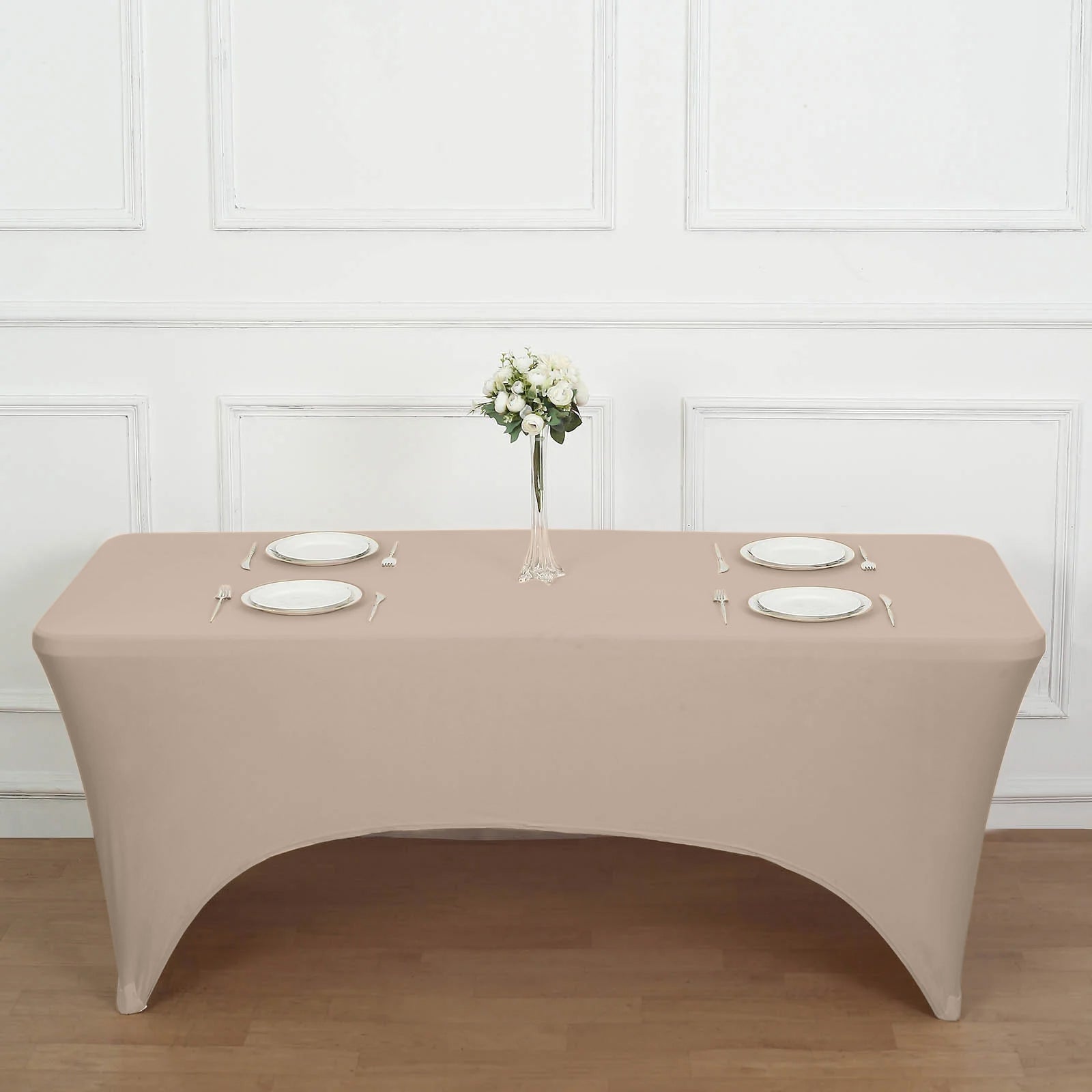 6ft Nude Spandex Stretch Fitted Rectangular Tablecloth