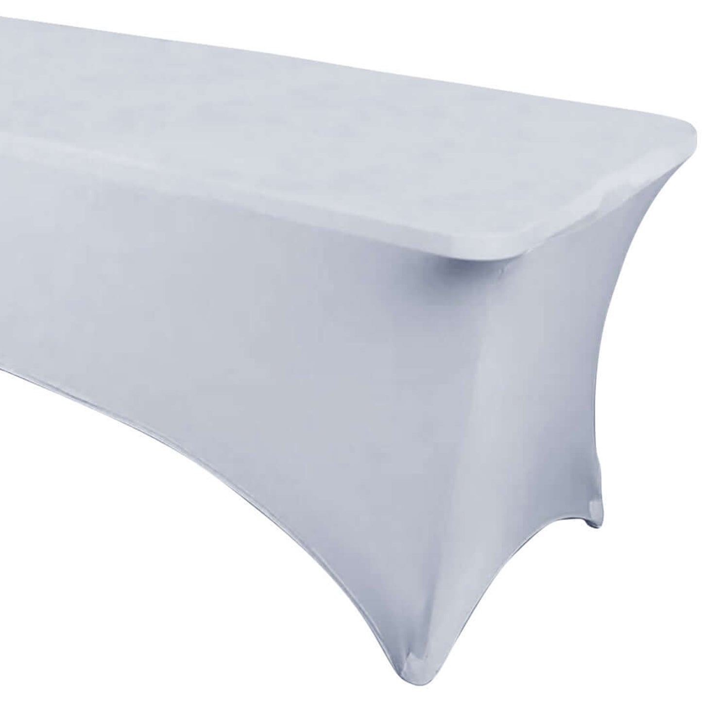 Silver Stretch Spandex Rectangle Tablecloth 6ft Wrinkle Free Fitted Table Cover for 72"x30" Tables