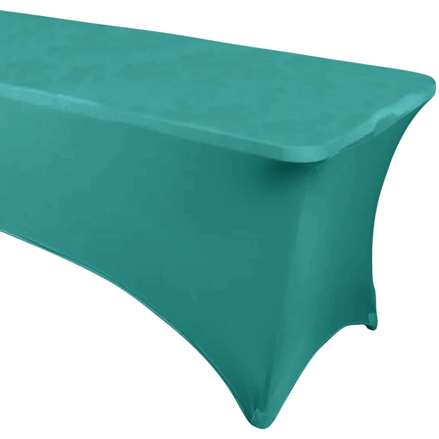 Peacock Teal Stretch Spandex Rectangle Tablecloth 6ft Wrinkle Free Fitted Table Cover for 72"x30" Tables