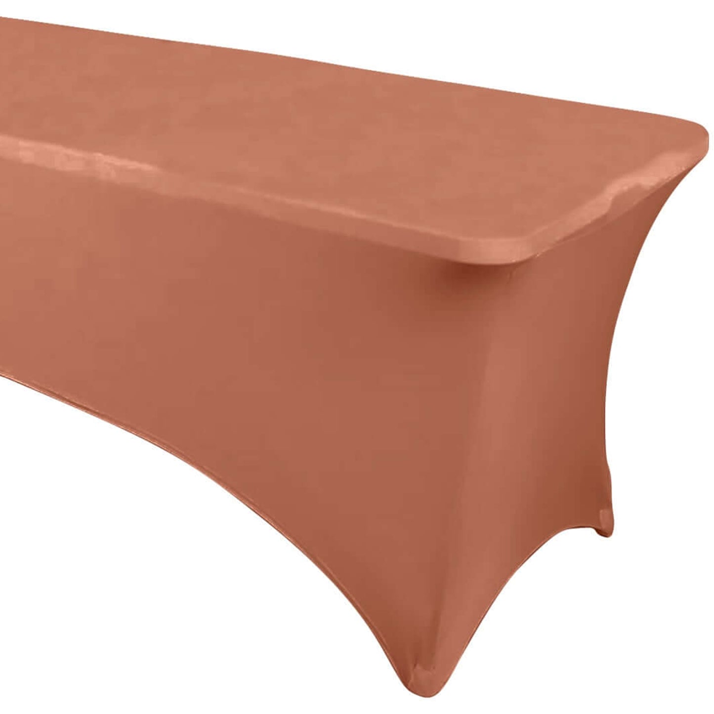 Terracotta (Rust) Stretch Spandex Rectangle Tablecloth 6ft Wrinkle Free Fitted Table Cover for 72"x30" Tables