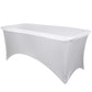 White stretch spandex fitted table cover for 72"x30" tables.