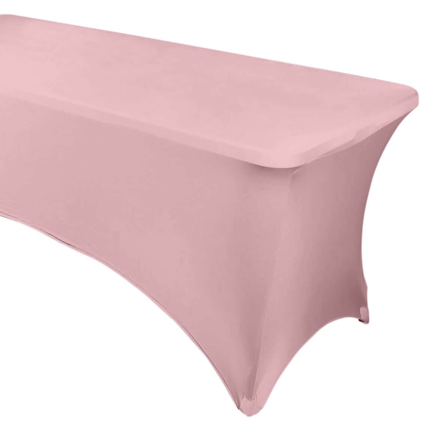 Dusty Rose Stretch Spandex Rectangle Tablecloth 8ft Wrinkle Free Fitted Table Cover for 96"x30" Tables