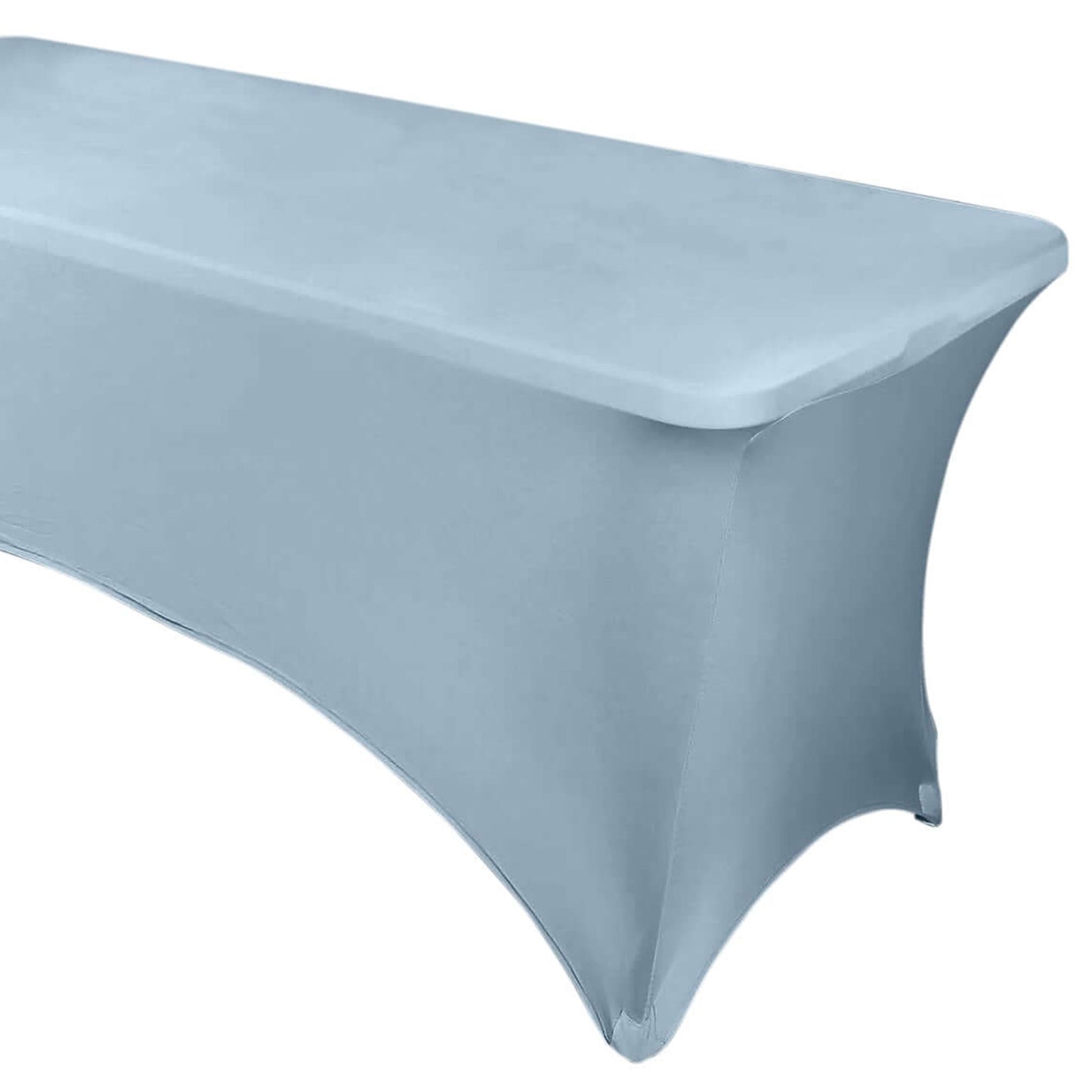 Dusty Blue Stretch Spandex Rectangle Tablecloth 8ft Wrinkle Free Fitted Table Cover for 96"x30" Tables